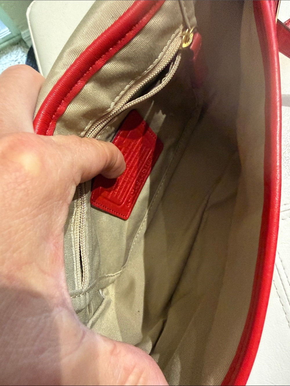 Coach Red Pebbled Leather Crossbody Bag with Gold Hardware - Picture 6 of 7